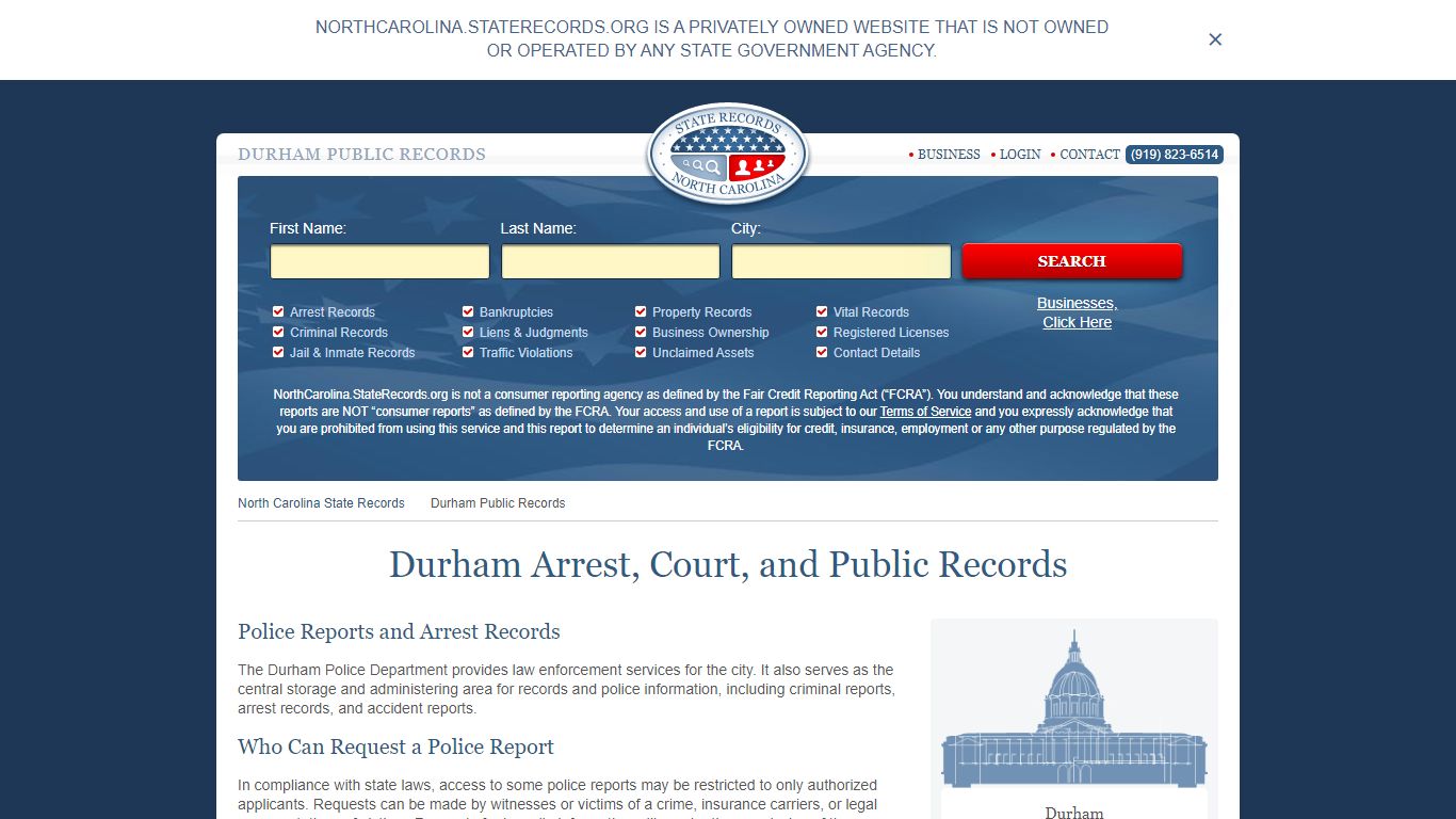 Durham Arrest, Court, and Public Records